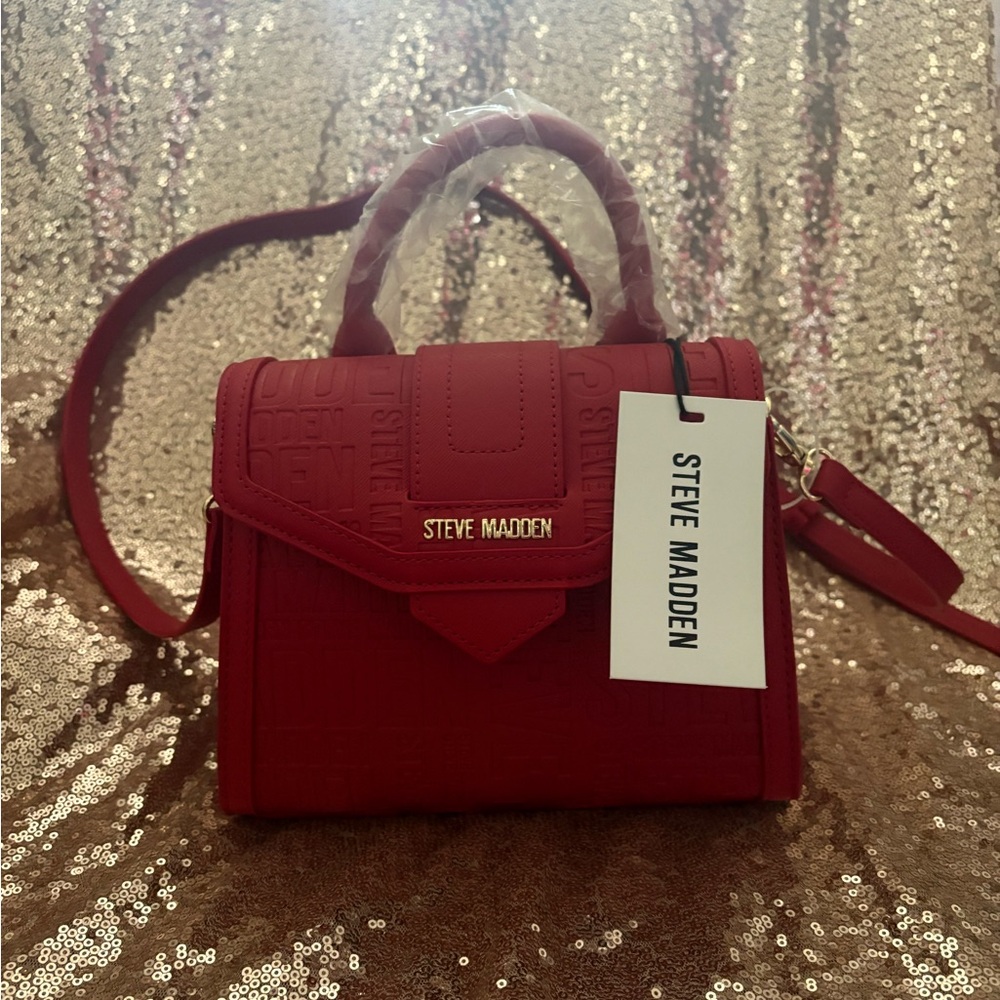 Steve Madden Red Mini Bag with Flap-Over Design